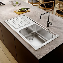 Lava-Louças EDGE MEZZO 100-50 de encastrar 1 pia + escorredor 100 x 50