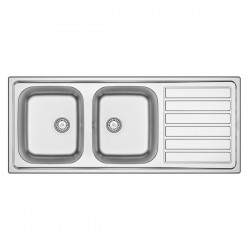 Lava-louças encastrar EDGE-MEZZO 120 2 pias+escorredor 120 x 50