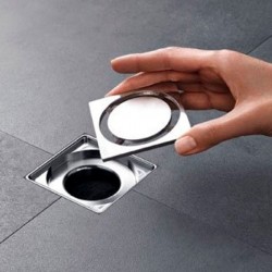 Sifão de duche com grelha em Inox 15 x 15