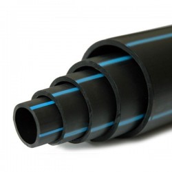 Tubo em polietileno PEHD com risca azul Ø 90 mm 16 kg/bars - C.100 m