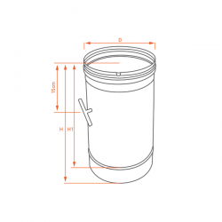 Tubo de chaminé c/registo em Inox simples 33 cm Preto / antracite