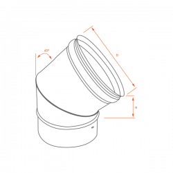 Curva 45ª para chaminé em Inox simples Preto / antracite