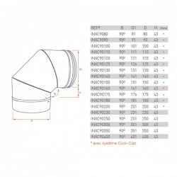 Curva 90º para chaminé em Inox simples Preto / antracite