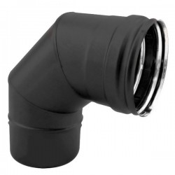 Curva 90º para chaminé em Inox simples Preto / antracite
