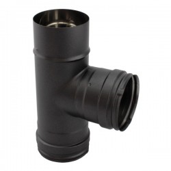 Té 90º para chaminé em Inox simples Preto / antracite