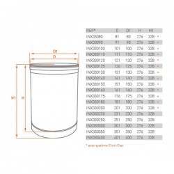Tubo de chaminé em Inox simples 33 cm Preto / antracite