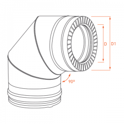 Curva 90º para chaminé em Inox parede dupla Preto / antracite