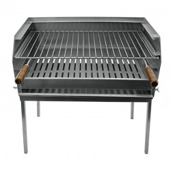 Grelha barbecue BBQ Inox com punhos em madeira 46x33
