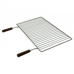 Grelha barbecue BBQ Inox com punhos em madeira 48x33
