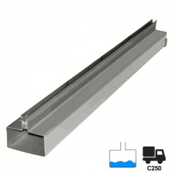 Canal oculto de drenagem central em Inox C250 100 x 10 cm
