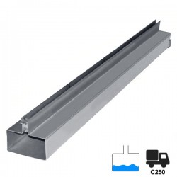 Canal oculto de drenagem central em aço galvanizado C250 100 x 14 cm