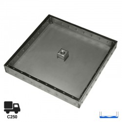 Tampa oculta rebaixada em aço galvanizado C250 45x45 cm