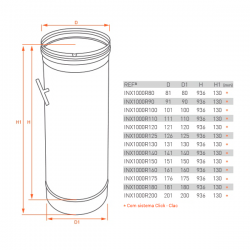 Tubo de chaminé c/registo em Inox simples 1m