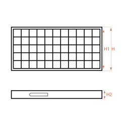 Grelha retângular + aro em aço galvanizado - B125 - 100x20x2,5 cm