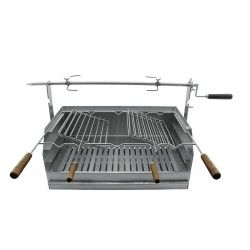 Grelhador a Carvão BROIL com Espeto Giratório em Inox 60x40 | Churrasqueira