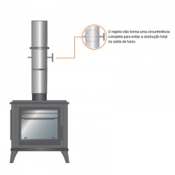 Tubo de chaminé c/registo em Inox simples 33cm