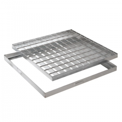 Grelha quadrada + aro em aço galvanizado - A15 - 40x40x2,5 cm