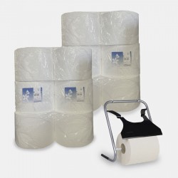 Papel absorvente industrial texturizado + suporte - Pack 12 x 500mt