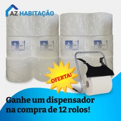 Papel absorvente industrial texturizado + suporte - Pack 12 x 500mt