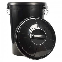 Caixote do lixo com tampa preto 100L