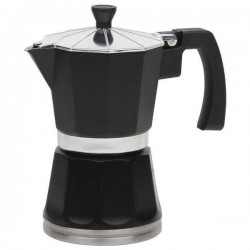 Cafeteira alumínio preto e aço inox de indução