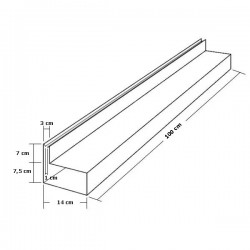 Canal oculto de drenagem lateral em aço galvanizado C250 100 x 14 cm