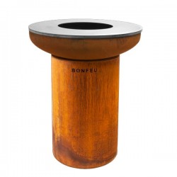 Braseiro exterior com prancha BonBiza em aço Corten
