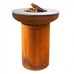 Braseiro exterior com prancha BonBiza em aço Corten
