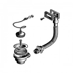Válvula Inox com tampa plástica + corrente e tubo de transbordamento Ø 115 mm