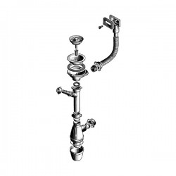 Válvula Inox + sifão 1 pia para lava-louças Ø 115 mm