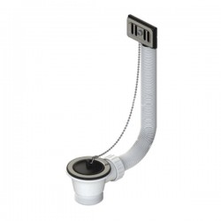 Válvula Inox com tampa plástica + corrente e tubo de transbordamento Ø 115 mm