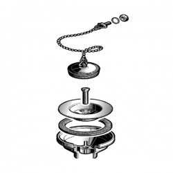 Válvula vula Inox com tampa e corrente de segurança para lava-louças Ø 70 mm