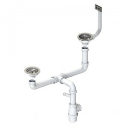 Válvula Inox 1 e 1/2 sifões para lava-louças Ø 115 mm