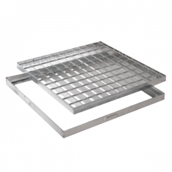 Grelha quadrada + aro em aço galvanizado - A15 - 65x65x2,5 cm