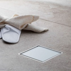 Sifão de duche em Inox e vidro branco 10x10 PREMIUM LINE